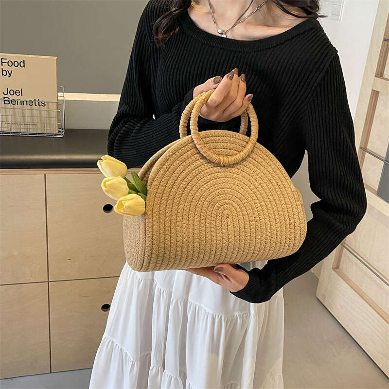 Ladies' beach tote bag, straw beach vacation beach bag, camping and Western multifunctional woven bag