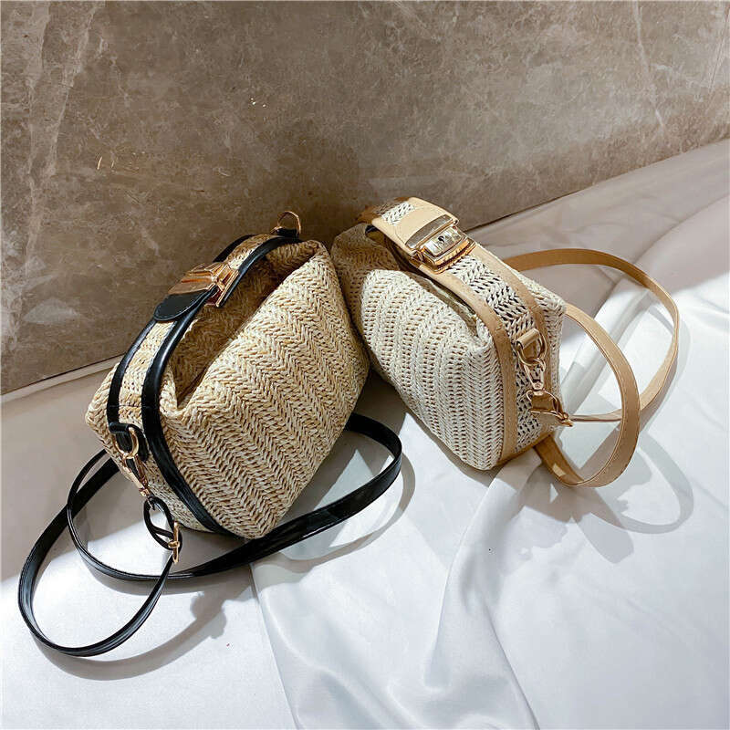 Spring Summer Small Women's New Trendy Korean Version, Versatile Crossbody Bag, Simple And Fresh One Shoulder Straw Woven Handbag B2
