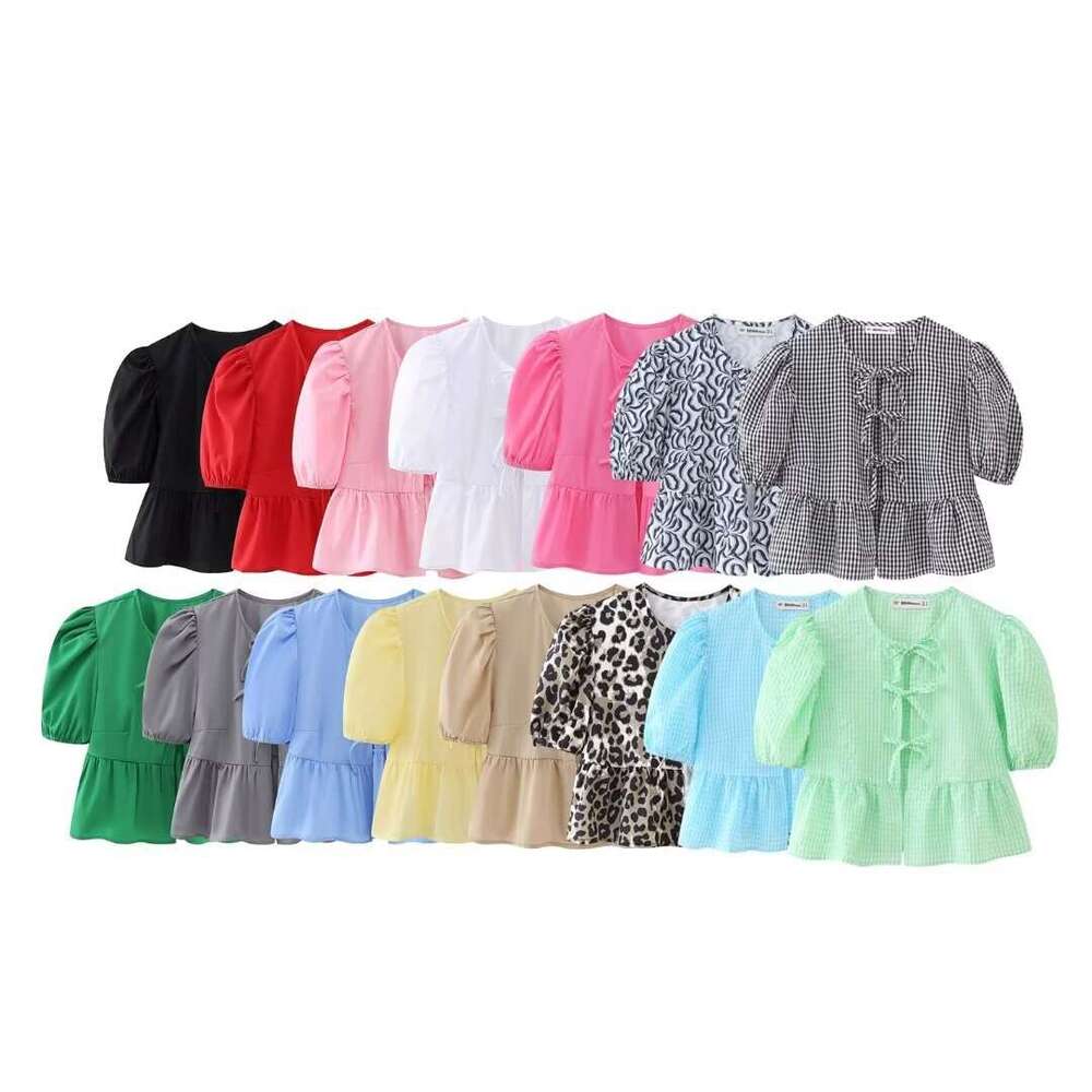 Spring European and American Women's Street Short Strap Bubble Sleeve Top W03 4528 2024 New Casual Versatile Fashion Clothing