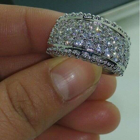 urious Topaz Wedding Ring Set: High-Quality 10kt White Gold Filled, Sizes 5-10 dh910320090