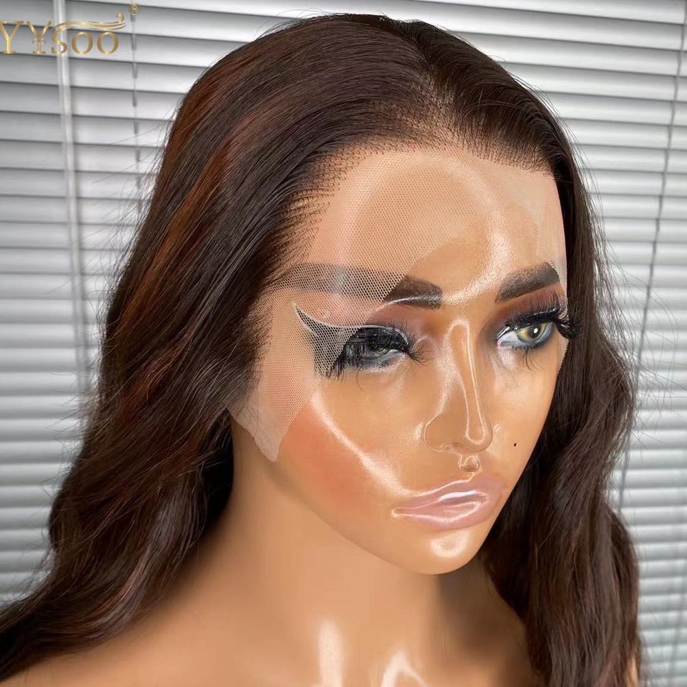 Yysoo Long Water Wave Highlights 13X4 Futura Synthetic Hair Lace Front Wigs For Black Women Pre Plucked Haire Glueless Wig