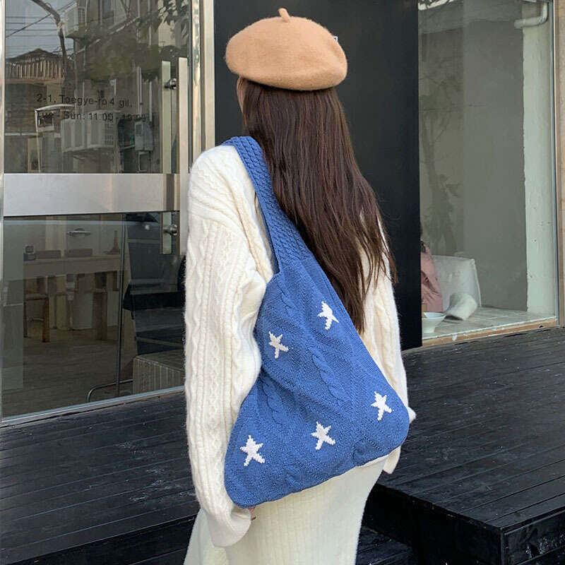 New Knitted Versatile Shoulder Women's Premium Exquisite Large Capacity Tote Bag B1