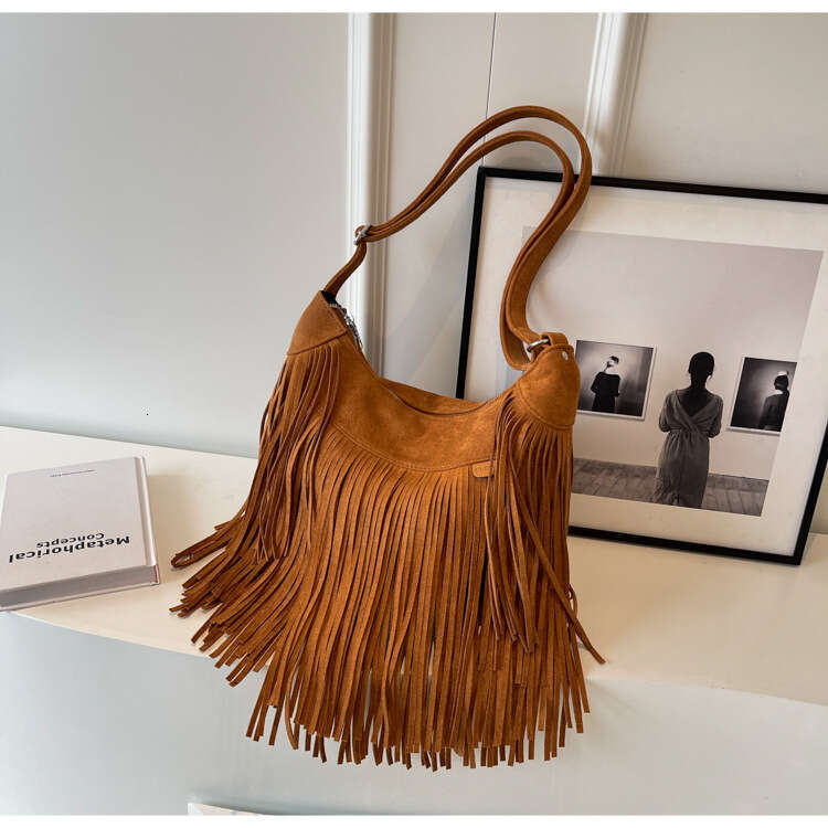Frosted Tassel Europe Leather Retro Crossbody Bag Women's Bags