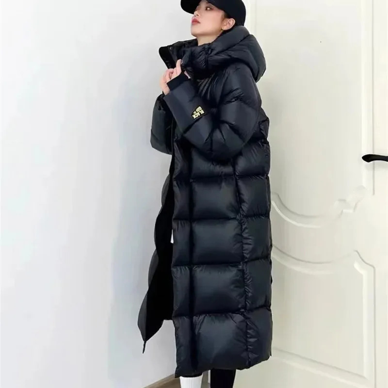 Women Loose Cotton Padded Jacket Korean Ladies Long Over The Knee Puffer Coat Winter Female Black Gold Warm Cotton Padded 241202
