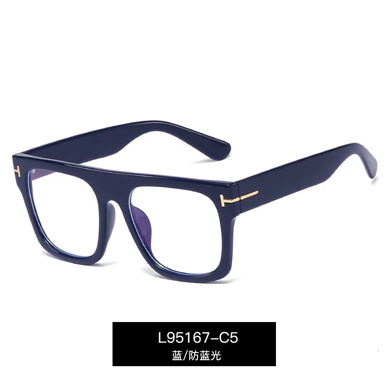 Blue light blocking womens reading glasses with oversized square frame featuring TR90 material T-shaped letter decoration optical lens 241202