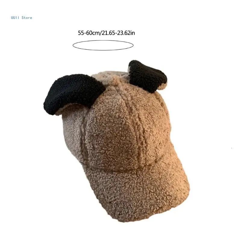 Korean baseball cap with rabbit ears thick cap winter windproof bucket cap 241202