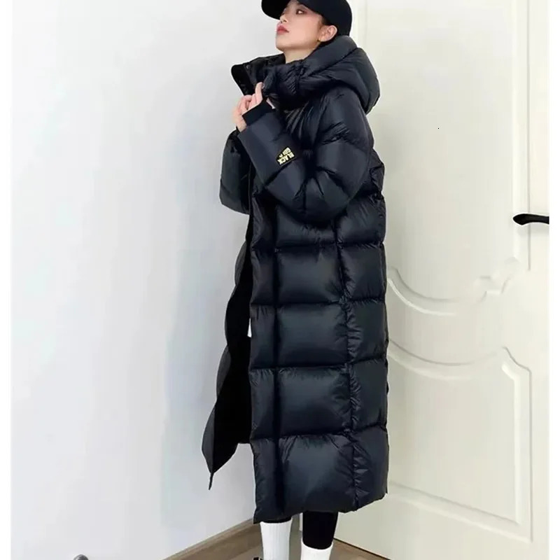 Women Loose Cotton Padded Jacket Korean Ladies Long Over The Knee Puffer Coat Winter Female Black Gold Warm Cotton Padded 241202
