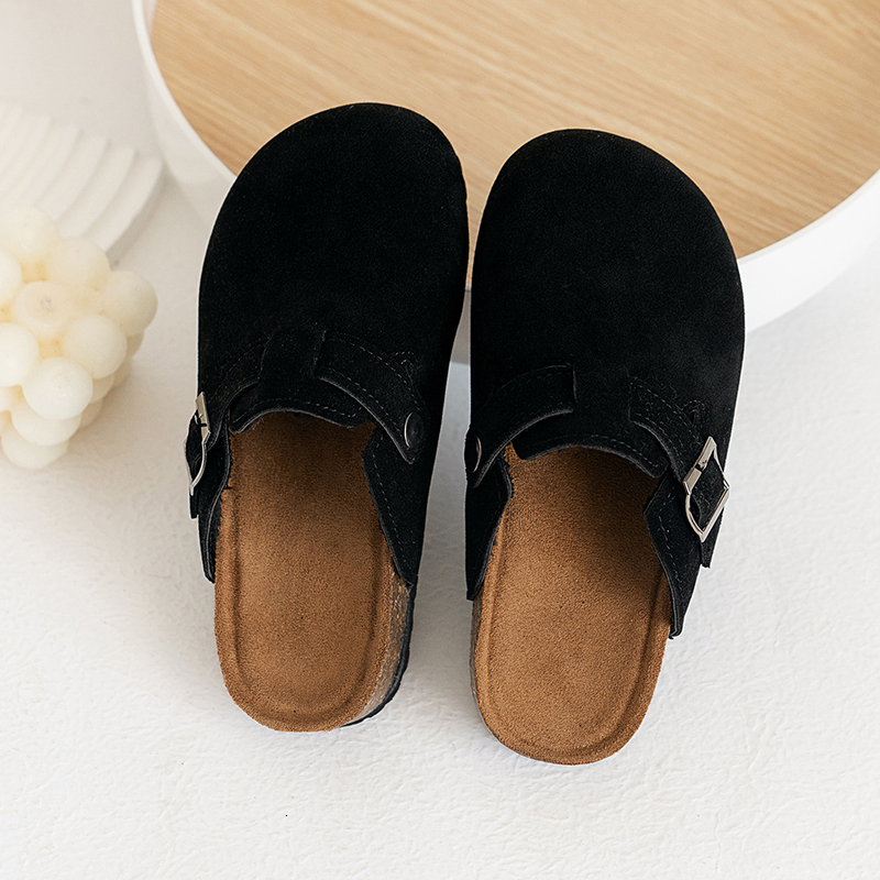 2024 New Matte Cotton Fashion Casual Medium-Sized Boys And One-Leg Baotou Half Slippers Girls