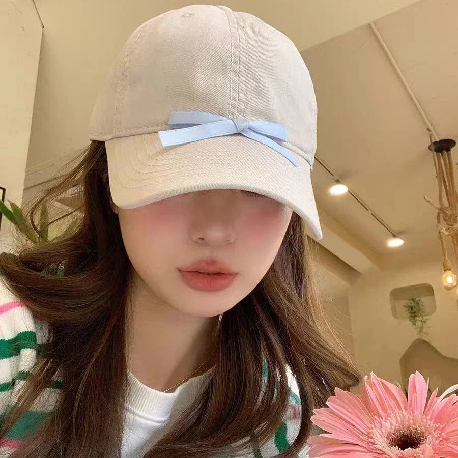 Korean Ins Bow Knot Baseball Hat Summer and Spring Sun Protection Japanese Y2K Fashion Baseball Hat Travel Beach Hat Women 241202