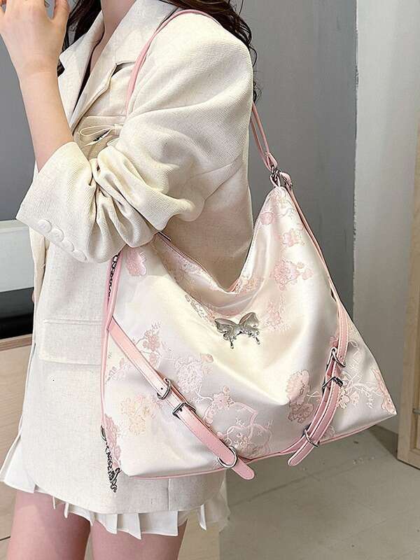 Embroidery Tote Women New Fashion All-In-One Shoulder Bag Network Red Popular Commuter Backpack