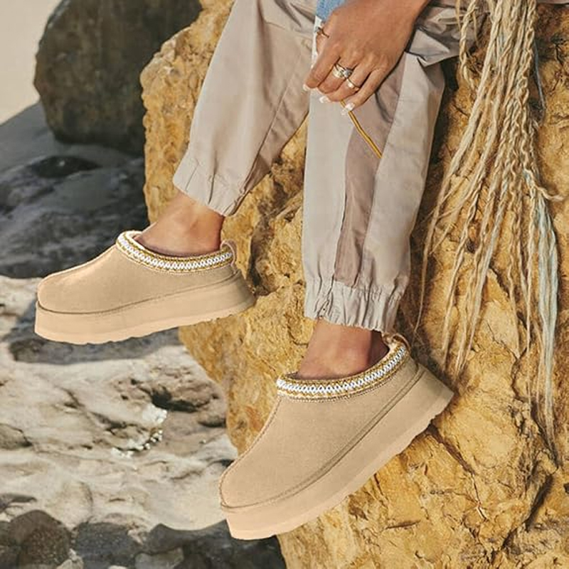 Compaik luxury by Parisian furry slides slippers tasman womens wool winter fluffy fur warm letter shoes 2031