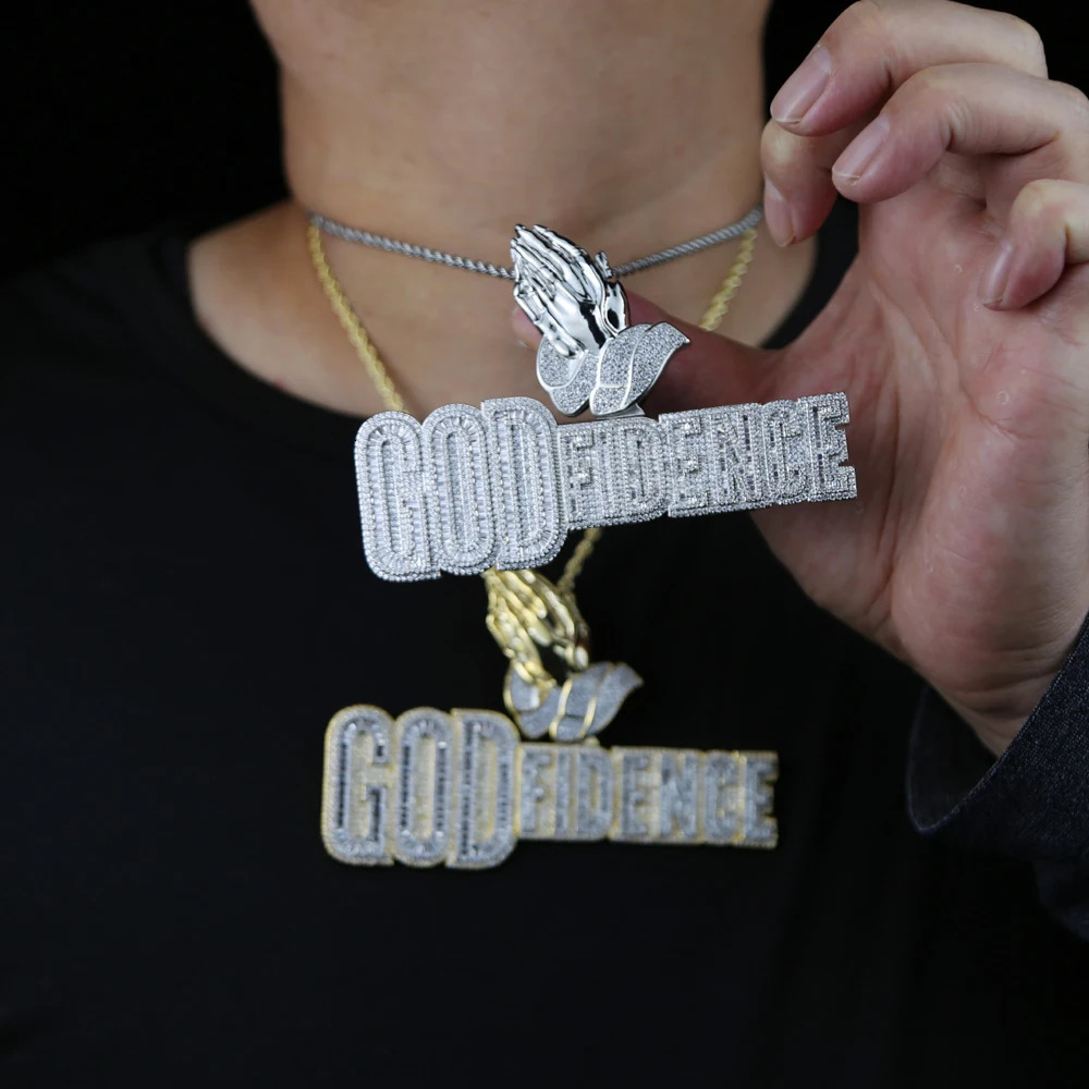 Iced Out Pendants Necklaces Bling Cubic Zirconia CZ Letter God Fidence Charm For Men Women Hip Hop Jewelry 241120