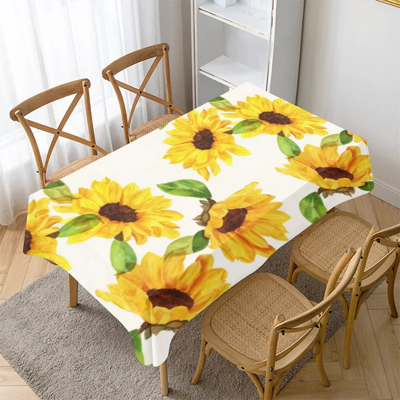Modern Sunflower Printing Tablecloth Dust Proof Rectangular Table Covers Home Dining Tea Table Decoration 20