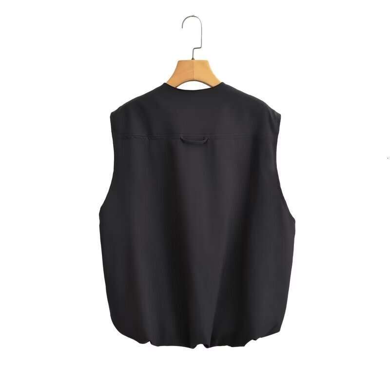 Spring Product European and American Women's Street Wrinkle Hemp Vest W014 2363 2024 New Casual Versatile Fashion Clothing