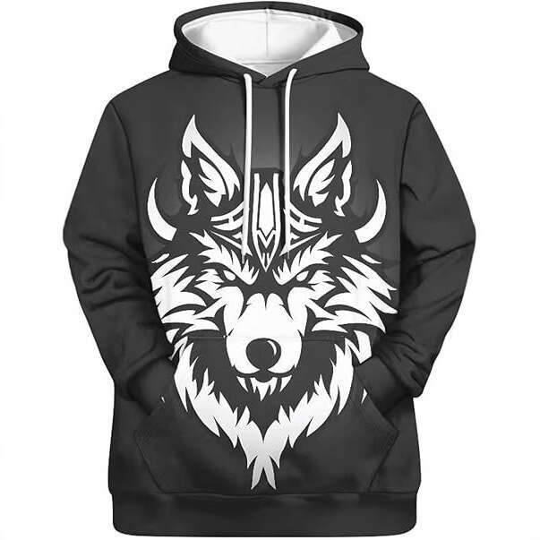 Autumn Winter Men's Viking Totem 3D Printed Long Sleeve Hoodie European and American Hip Hop Trendy Guard
