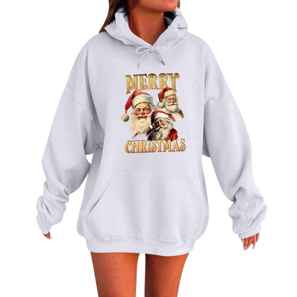 2024 European American new Santa Claus letter 3D printed gift hooded sweatshirt for men and women's casual wear