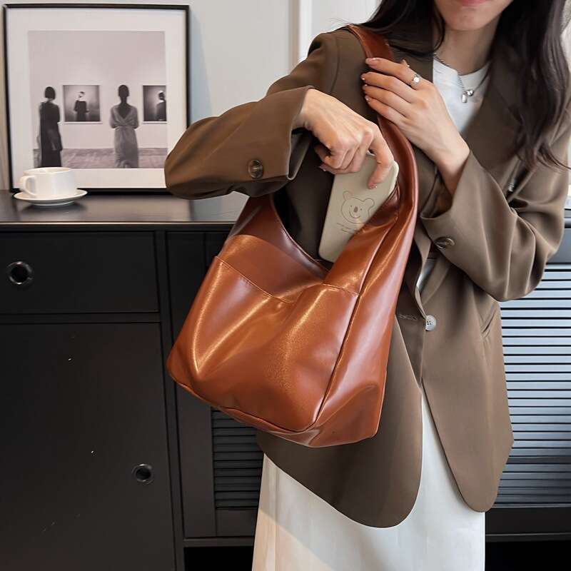 Large Capacity Spring Vintage New Casual Commuting College Student Class Shoulder Tote Bag For Women B1