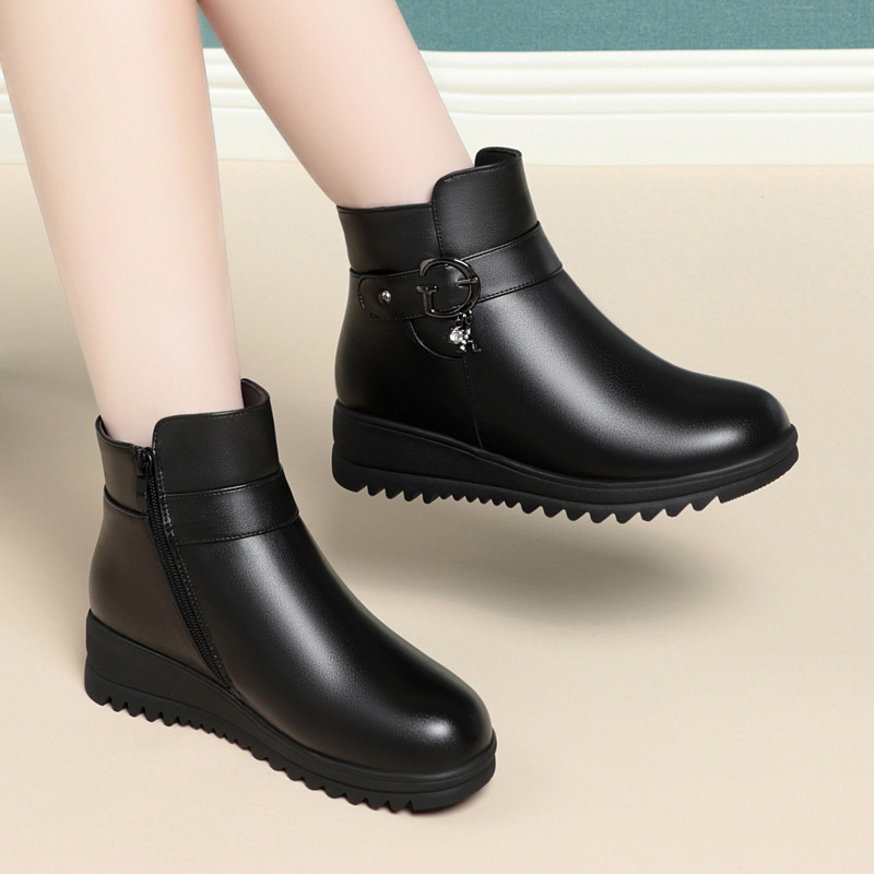 Snow AIYUQI 2024 Winter New Warm Wedges Women's Ankle Large Size Non-slip Mother Shoes Boots 750b