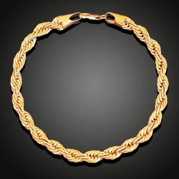 3mm Plated Gold alloy Necklace Fried Dough Twist Chain necklace Hip-hop Twisted Rope Cuban Lovers Party High-end Jewelry Gifts