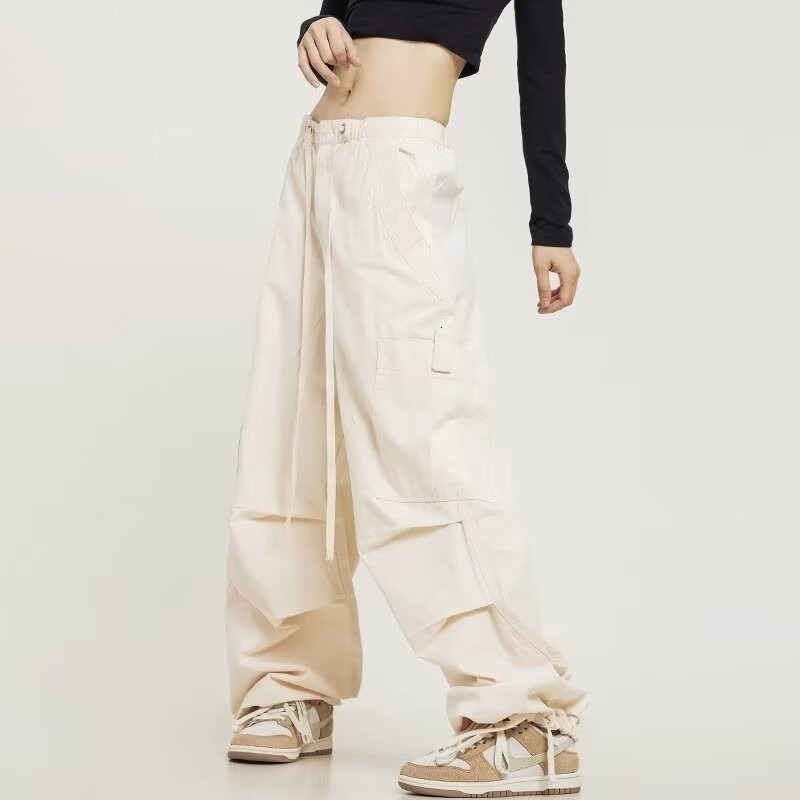 Fashion Sexy Loose With Pockets Jogger Sweatpants Y2k 90s Straight Streetwear Vintage Black Low Waist Womens Cargo Pants Z260314