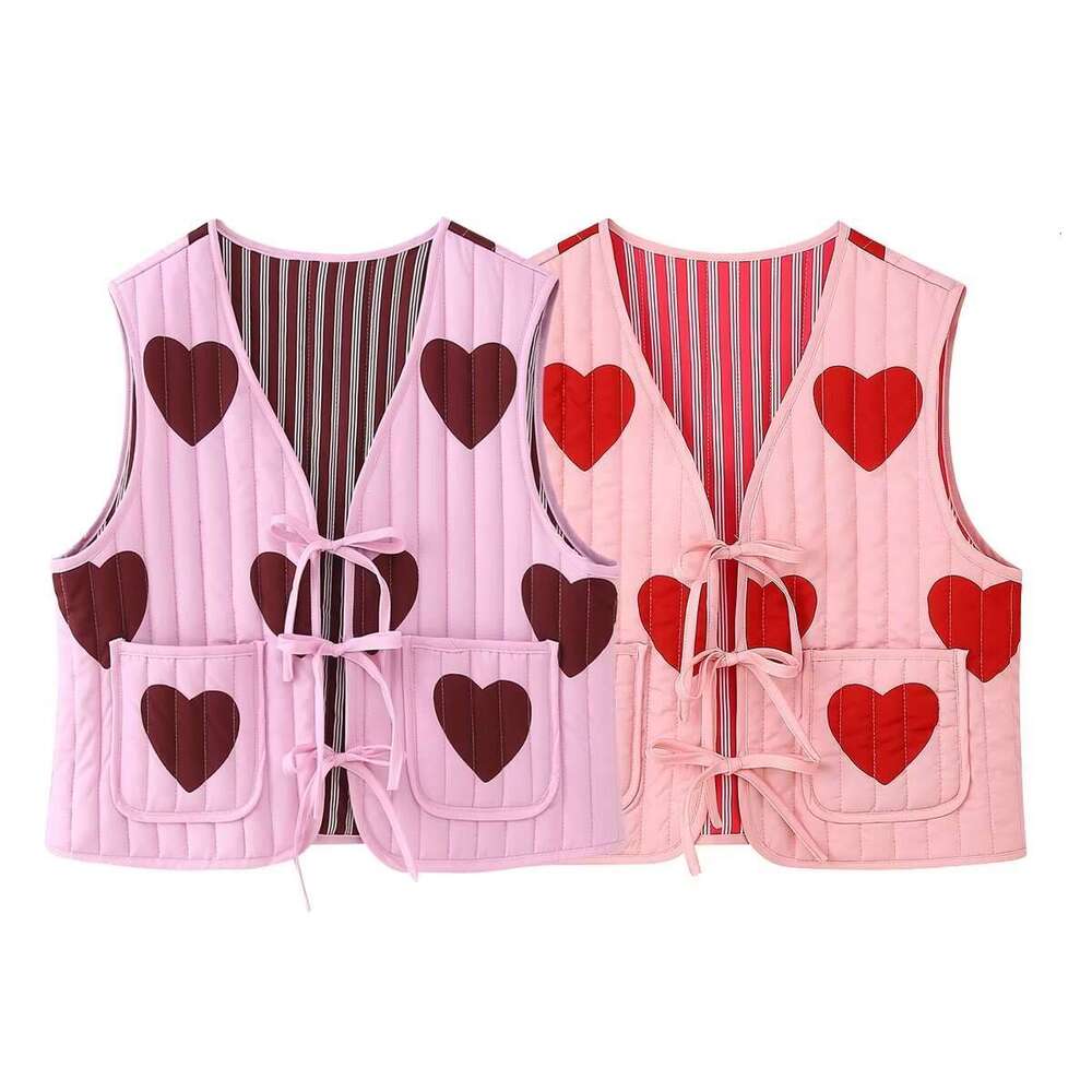 autumn winter products European and American women's street love tie cotton vest W028 6403 2024 new casual versatile fashion clothing