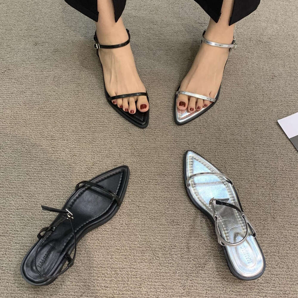 2024 Summer New Pointed Toe High Heels Ladies Fashion Banquet Dress Low Heel Designer Women Sandals