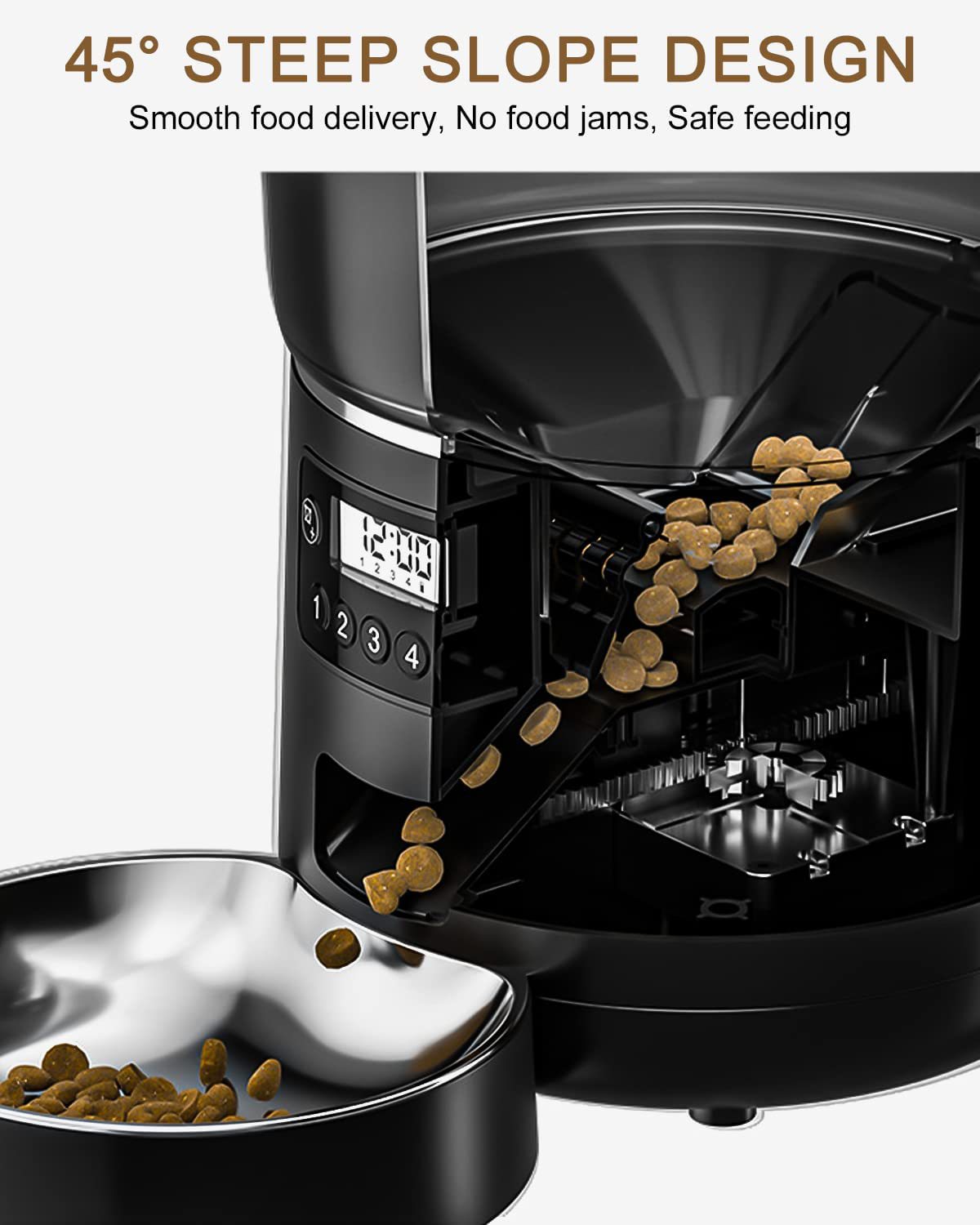 4L Smart Pet Feeder Wifi Control Timed Wet Dry Food Dispenser Separation Design Stainless Steel Bowl