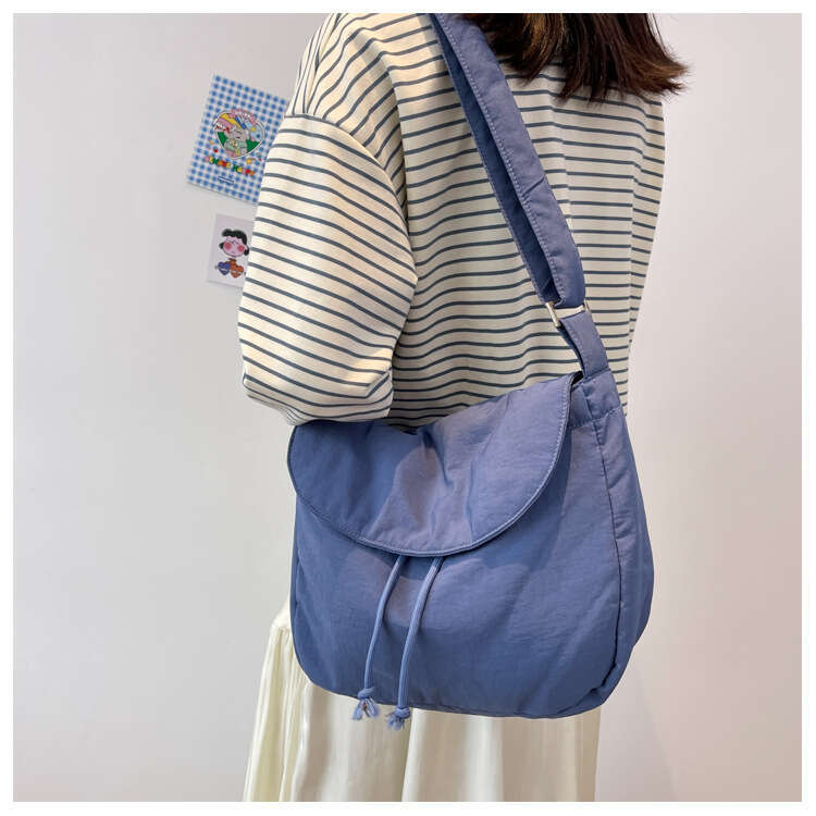 Canvas Messenger Bags Women's Students Class Crossbody Schoolbag Large Capacity Solid Color Shoulder Bag
