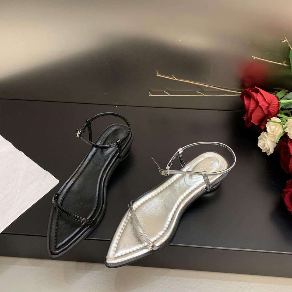 2024 Summer New Pointed Toe High Heels Ladies Fashion Banquet Dress Low Heel Designer Women Sandals