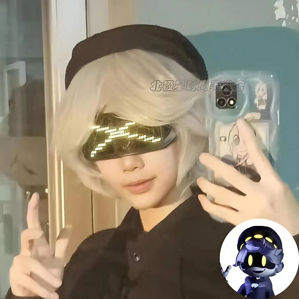 Murder drone Mens short white wig role-playing costume wig synthetic short natural wave wig 241202