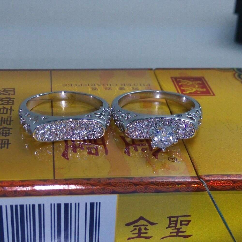 10kt Gold Filled White Topaz CZ Gemstone Bridal Wedding Ring Set (Size 6-10) dh910320090