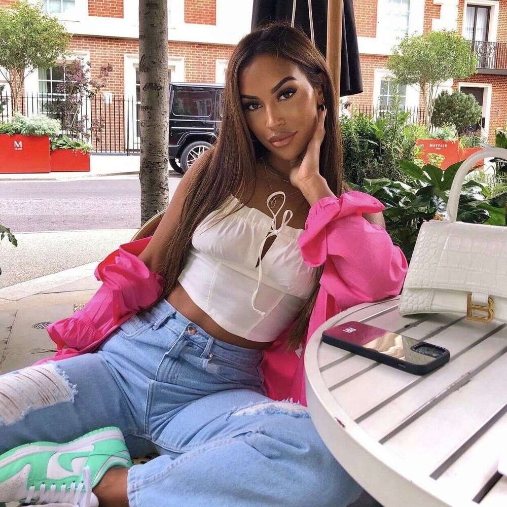 European and American women's 2021 autumn patchwork loose cotton pocket decoration shirt A8SHE8281M 2024 new casual fashion trend clothing