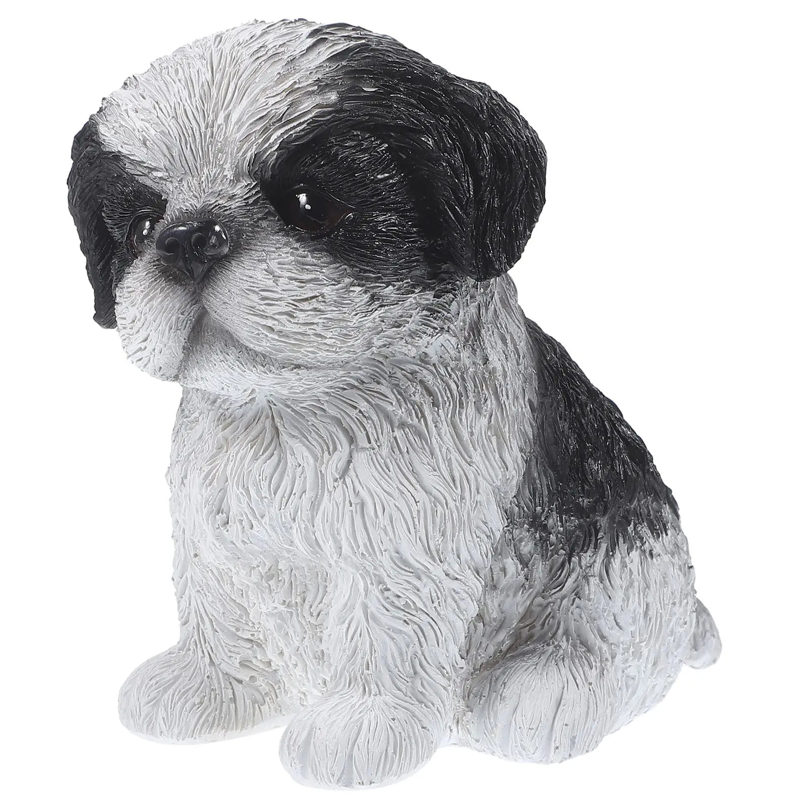 1pc Tzu Shih Figurine Toys Resin Dog Figurine Outdoor Garden Ornament Puppy Sculptures Simulation Dog Statue Desktop Ornaments 241202