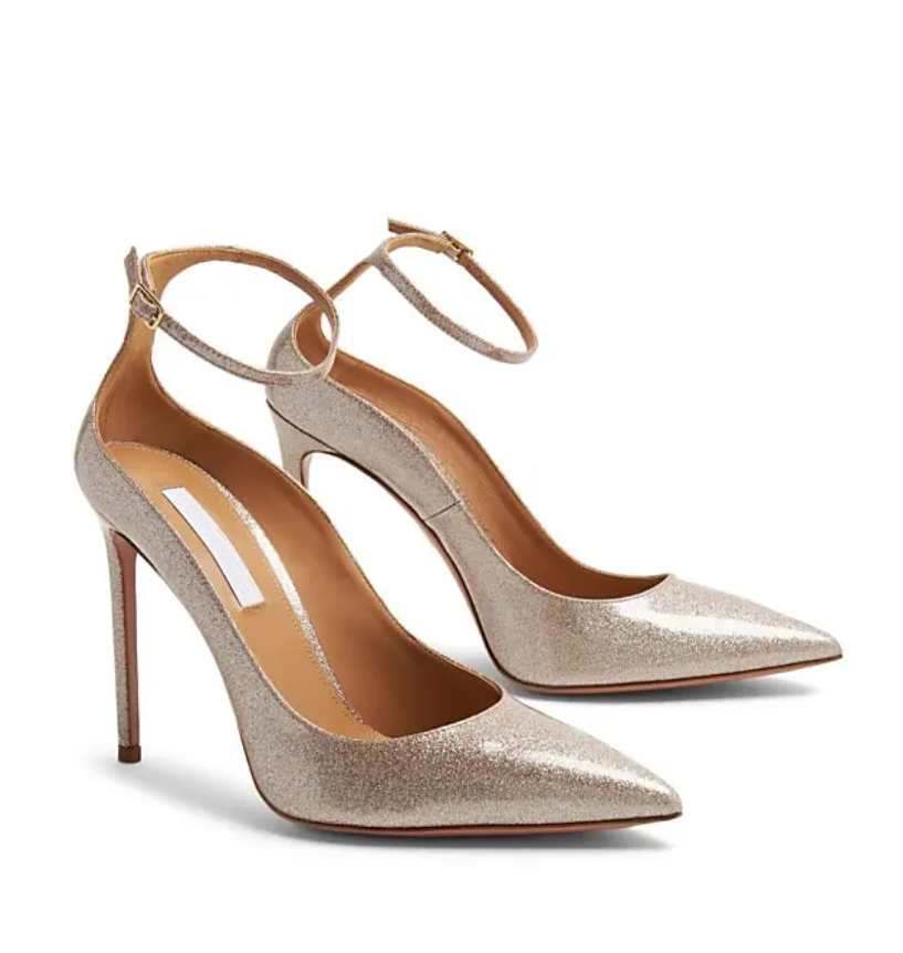 Design Lady pump sandal Brider in wedding ! Design Love Affair Suede satin and glitter pumps strappy ankle pointed pumps sexy heels