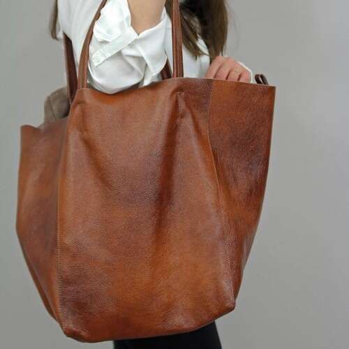 European And American Retro Style New Bag Women's Soft Leather Large Capacity Shoulder Tote Bags B2