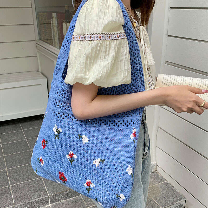 New Retro Knitted Large Capacity Tote Woven Wer Handbag, Yarn Bag, Women's Bag B2