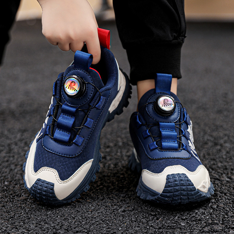 Outdoor Kid Sneakers Sport For 5-16years Boys Fashion Breathable Leather Children Comfort Black Running Casual Shoes