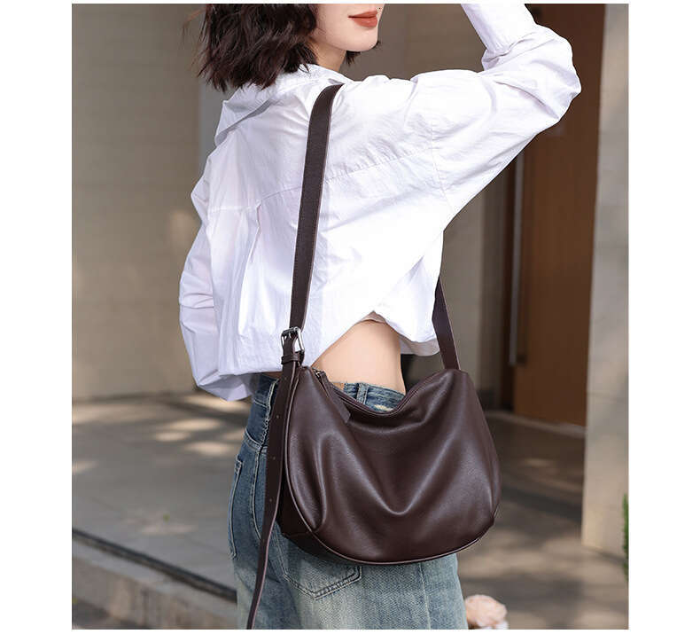 Motingsome Frist Layer Cowhide Handbag Women Saddle Purse Shoulder Fashion Satchel Lady Daily Bags Black Tote