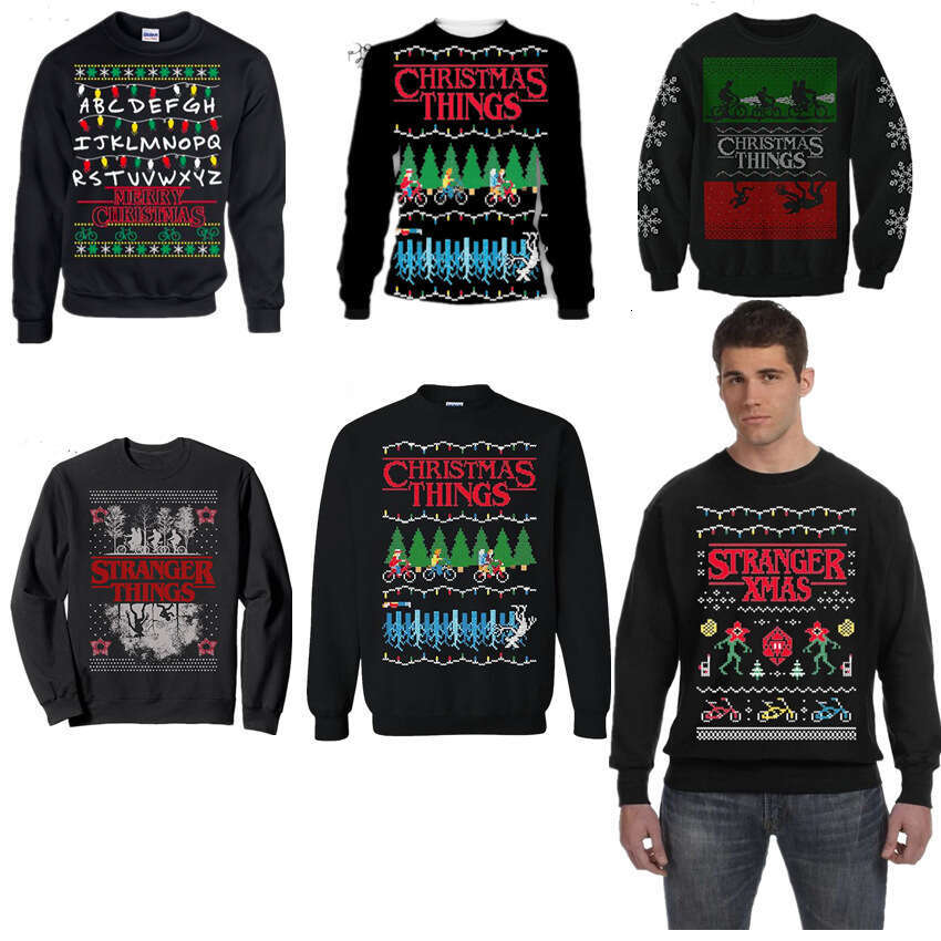 Christmas hoodie men's 3D digital printing with pictures and samples, women's round neck long sleeved source manufacturer