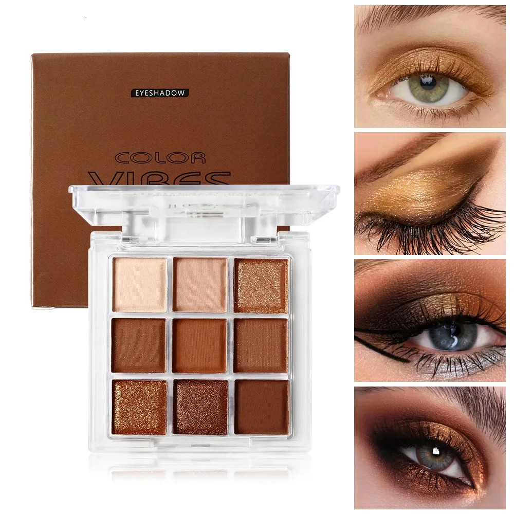 Sexy Charming Deciduous Red Brown Eye Shadow Makeup Palette Chocolate Pearl Glitter Powder Nine Color 241118