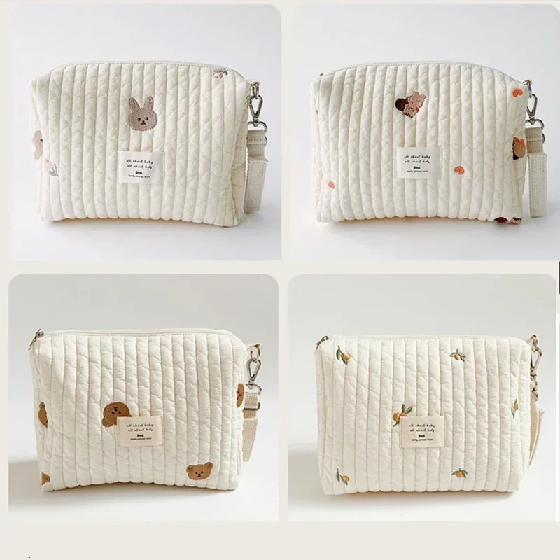 Portable Stroller Nappy Quilted Baby Diaper Caddy Organizer Embroidered Mommy Bags Babies Accessories Changing Bag Storage