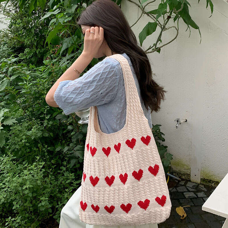 New Knitted Love Women's High Grade, Exquisite Yarn, Handheld Shoulder Bag, Shopping Bags B2