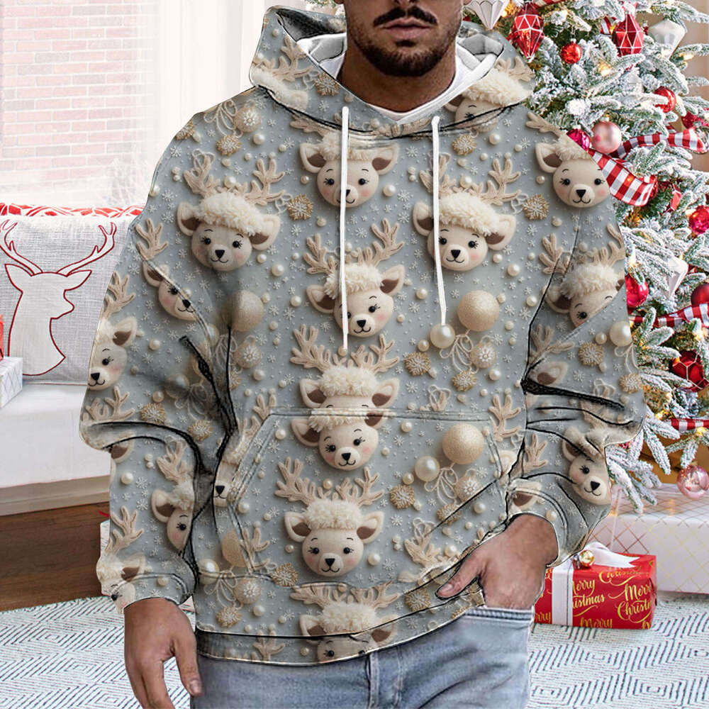 2024 European and American Christmas Series 3D Digital Printed Hoodie Personalized Casual Men's Hot Selg Sweatshirt
