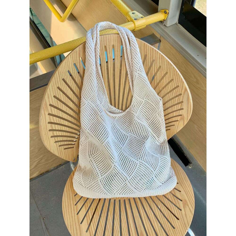 Knitted Women's Retro Hollow Woven Yarn Tote Bag, Handbag, Minimalist Shoulder Bag B1