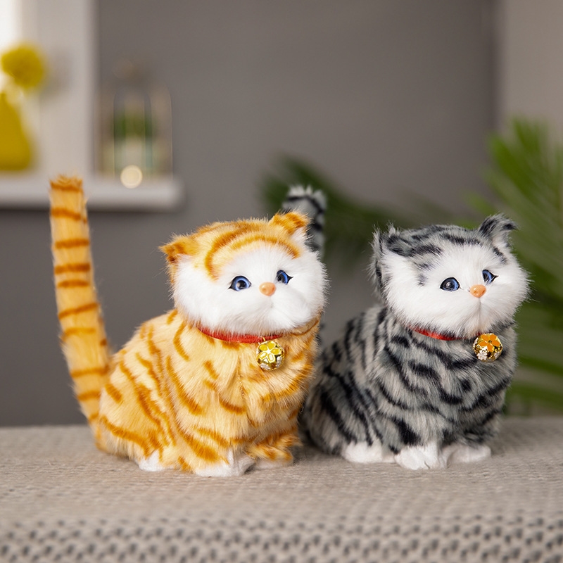 Cute cat ornaments 20Cm simulated meow and bell Baby doll birthday gift