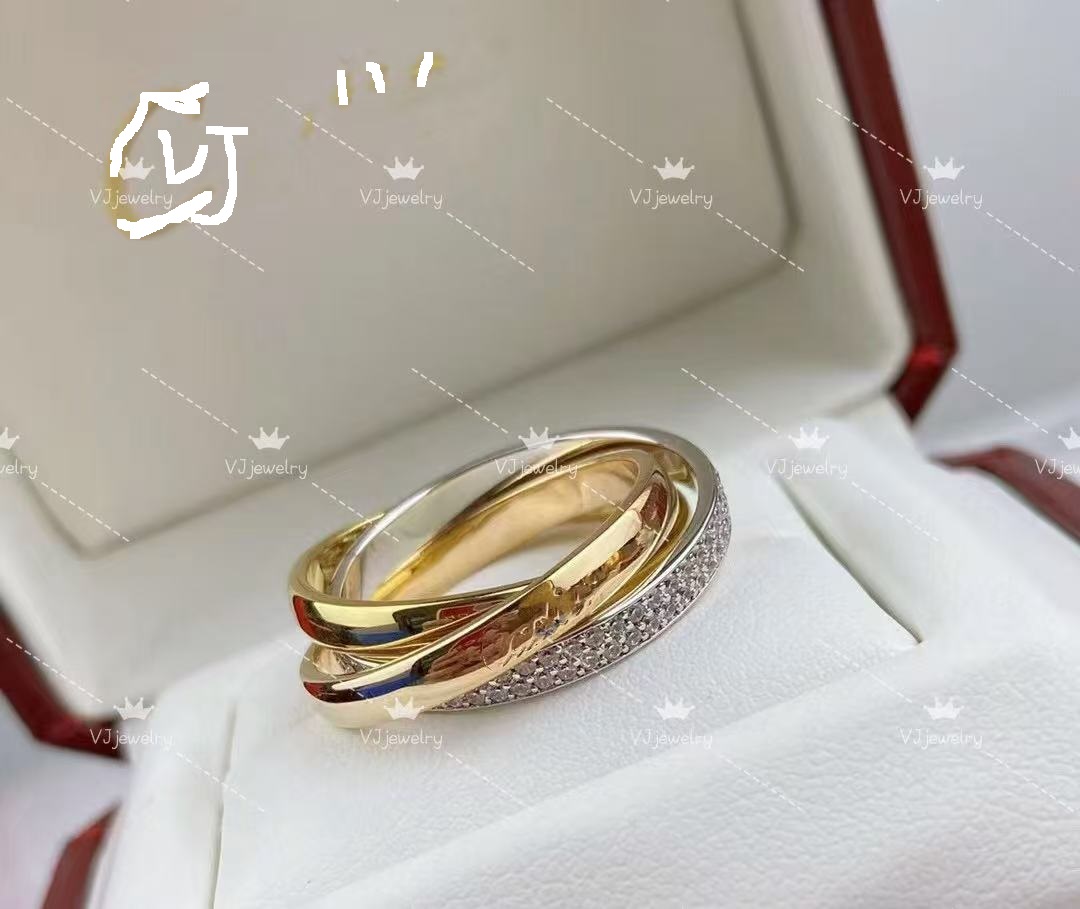 Fashion Trinity Ring Charming Couples Ring Jewelry for Women and Men designer Brand Tricyclic crossover T0P quality Gold plated Ring for wedding anniversary