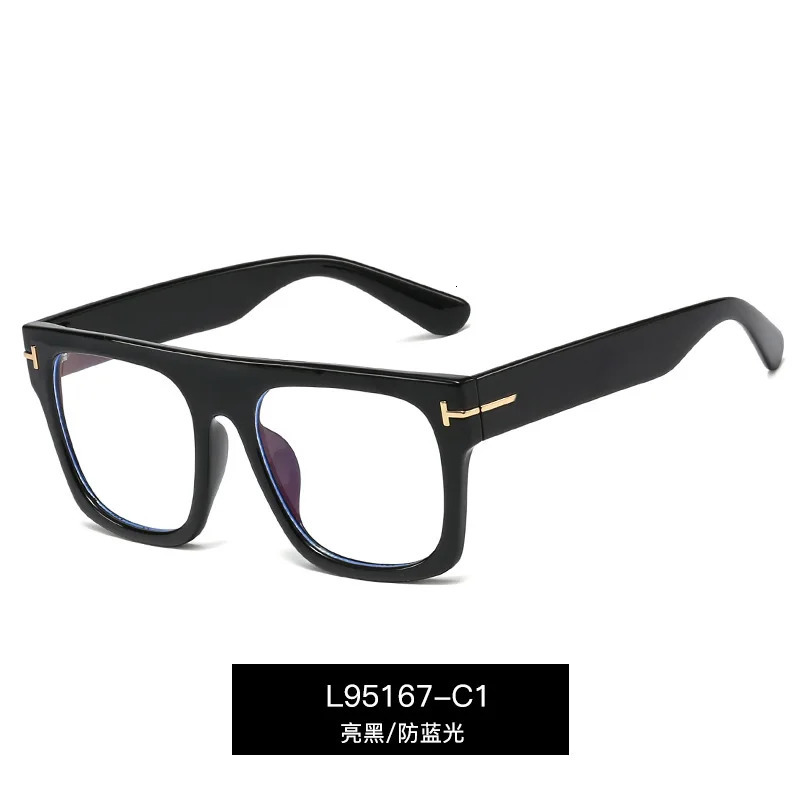 Blue light blocking womens reading glasses with oversized square frame featuring TR90 material T-shaped letter decoration optical lens 241202