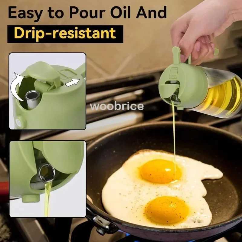 Oil bottle 2 in 1 oil spray oil polishing machine kitchen cooking oil distributor seasoning container camping barbecue Y241202
