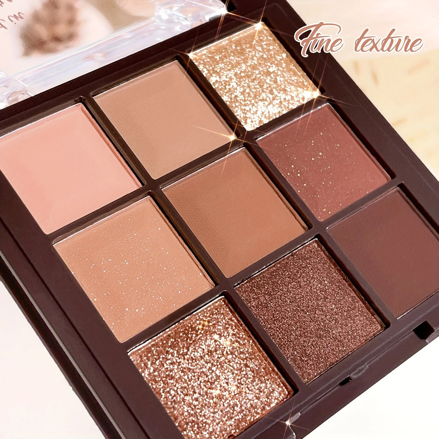 Mocha Chocolate 9 Color Eyeshadow Tray brown nude and gold matte natural glittery finishes for a stunning look 241118