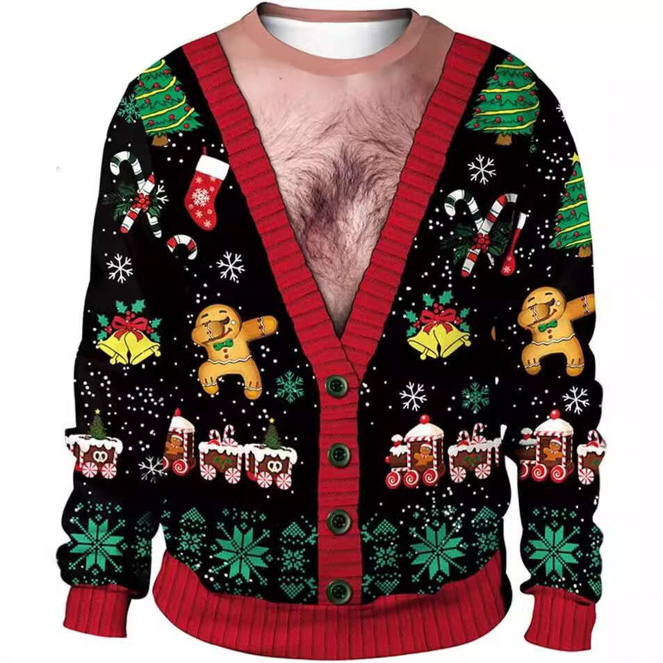 2024 new plus size themed 3D printed funny round neck casual hoodie for Christmas in Europe and America loose fit